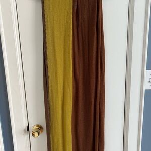 Color block Two-Tone Cashmere Scarf in Mustard and Brown